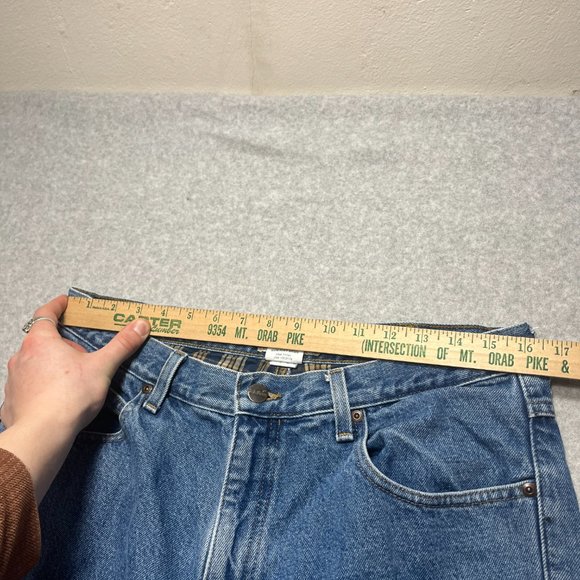 LL Bean Jeans Mens 32x31 Blue Classic Flannel Lined 100% Cotton (Tag 34x32) - Picture 2 of 10